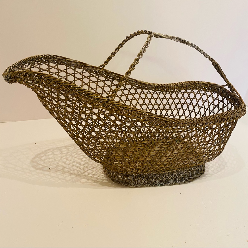 Vintage Wine Holder Woven Brass  Made in Japan